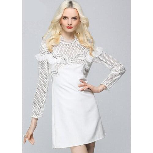 Spring Dresses 2020 Long Sleeve Stand Collar Lace High End Women Dress Socialite Sexy Party Lace Patchwork Bodycon Dress Vestido