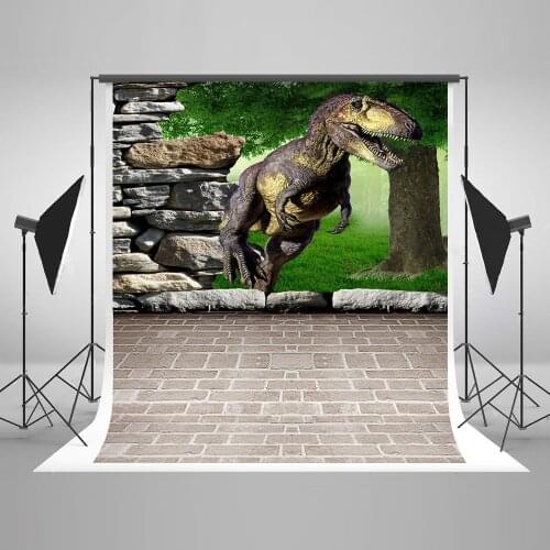 VinylBDS Pundo Dinosaur Photography Background Rock Trees Jurassic World 3D Camera Digital Backdrop Background For Photo Stuio