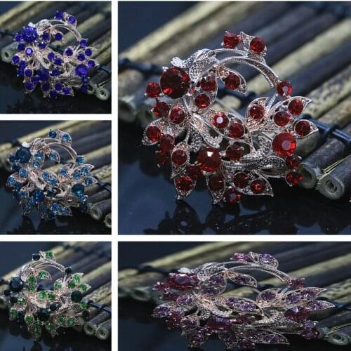 Top quality unique design rhinestone crystal peacock cute brooches for women new fashion rose gold-color accessories 46mm B1436