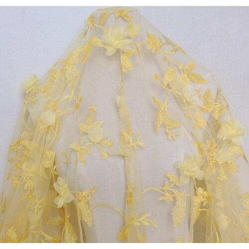 High quality mesh lace fabrics Gold embroidery tissu High end clothing skirt curtain fabric