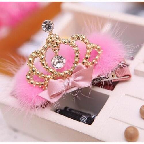 Cheap Tiaras Lace Tatt Pet Hair Clips Crown Rhinestone Hairpins Dog hair accessories 20pcs/lot