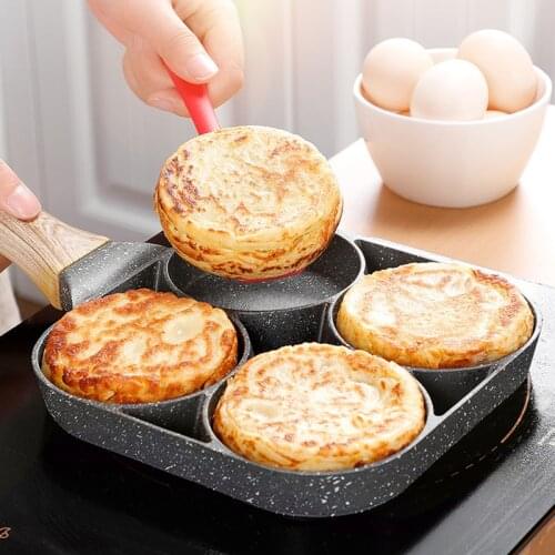 Omelet Pan 4-hole for Burger Eggs Ham PanCake Maker Frying Pans Creative Non-stick No Oil-smoke Breakfast Grill Wok Cooking Pot