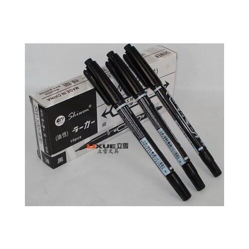 10pcs Office Small double-headed oily Whiteboard Marker balck pens free shipping