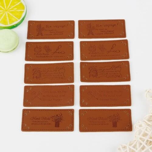 10Pcs Rectangle Handmade Clothing Label Leather Label DIY Handmade Shoe Bag Jeans Sewing Accessories