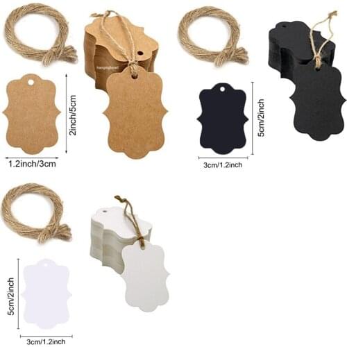 100pcs Kraft Paper Gift Tags Gift Packaging Hang Tags Candy Boxes Price Tags Flower/Cosmetics Labels 20m Root Natural Jute Twine