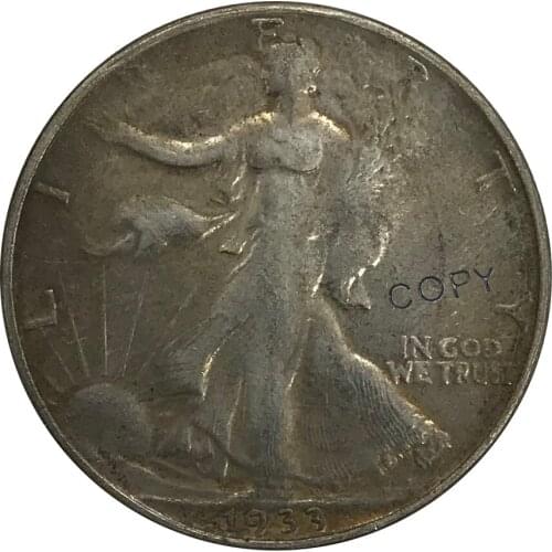 1933 United States Walking Liberty Half Dollar Cupronickel Plated Silver Collectibles Copy Coin