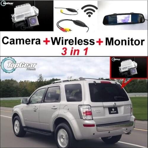 3in1 Special Rear View Camera + Wireless Receiver + Mirror Monitor Easy DIY Backup Parking System For Mercury Mariner 2007~2012