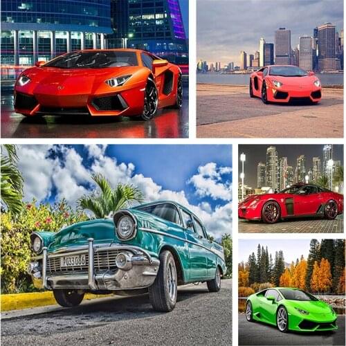5D Diamond Painting Car Cross stitch Set Full Square Drill Diamond Embroidery Mosaic Landscape Picture Rhinestones Home Decor