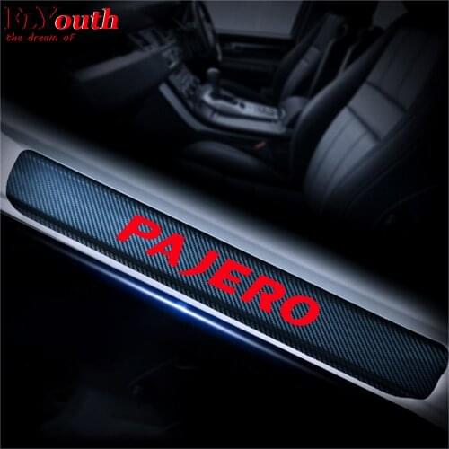 Car Styling For Mitsubishi PAJERO Carbon Fiber Vinyl Sticker Car Door Sill Protector Scuff Plate Door Sill Guard Car Accessories