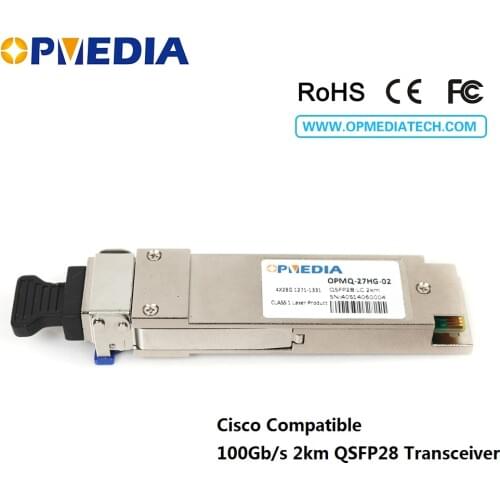 Free shipping!Cisco compatible 100Gb/s QSFP28 CWDM4 Transceiver,100G 1270-1331nm 2KM QSFP28 optical module