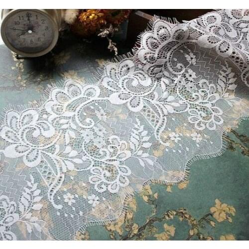 Free Shipping High quality beautiful White/Blackeyelash lace accessories diy dress skirt stitching width 18CM