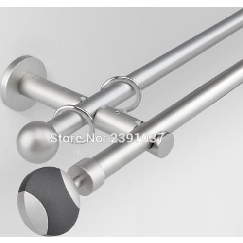 American Style Silvery color mute curtain rods single and double rod curtain rods curtains track accessories Home Decoration