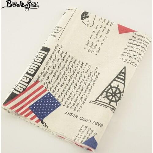 Booksew Cotton Linen Fabric Printed Newsp Style Home Textile Sewing Material Tissu For Bag Table Cloth Curtain Decoration Zakka