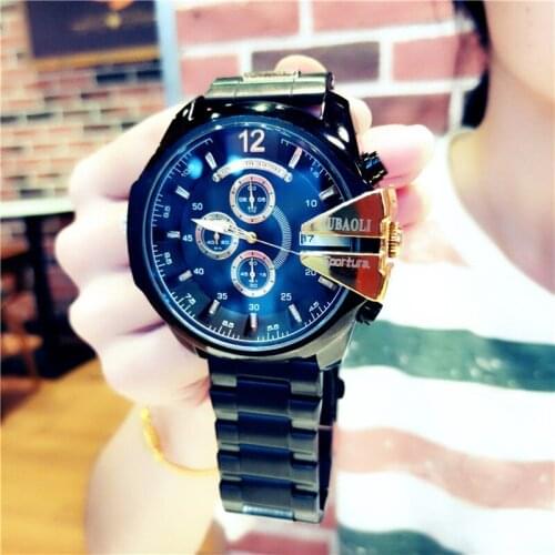 Mens Sports Chronograph Watches Golden Steel Strip Army Quartz Waterproof Brand Creative Business Wristwatch Relogio Masculino