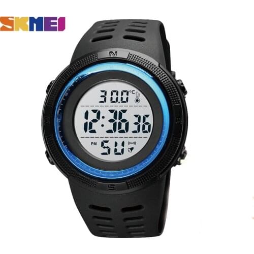 SKMEI Body Temperature Mens Watch Electronic 5Bar Waterproof Long Battery Life Alarm Clock LED Healthy Male Sport Watch reloj