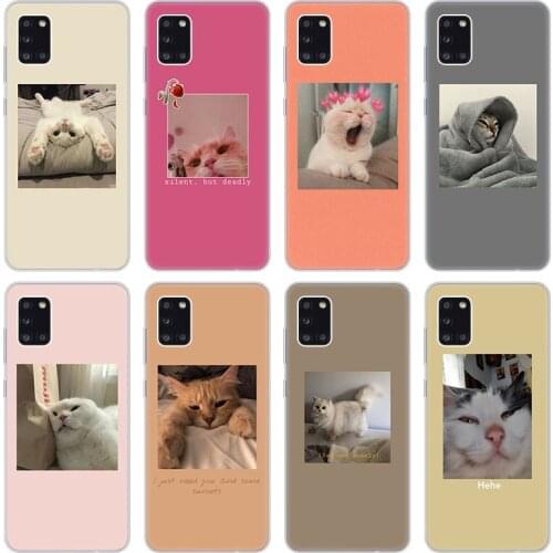Cute Cat kitten Aesthetic Soft Case for Samsung Galaxy A02 A10 A11 A12 A20 A20E A21 S A22 A30 A31 A32 A01 Core Silicone Cover