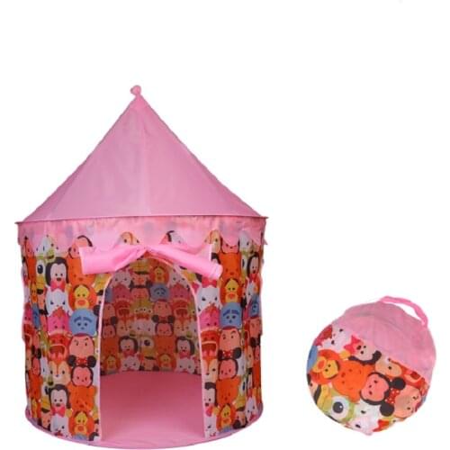 Pink Blue Children Tent Camping Toy Tent Foldable Tipi Castle Playhouse for Kids Boys Girls Birthday Gift Easy Babysitter