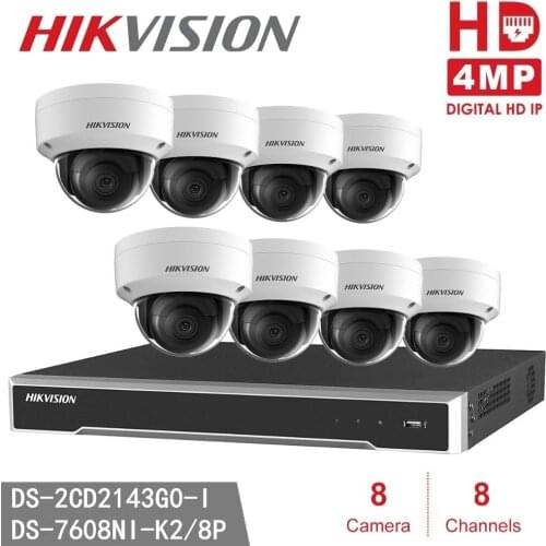 Hikvision DS-2CD2143G0-I 4MP IP Camera Camera + Hikvision 8MP Resolution Recording NVR DS-7608NI-K2/8P Video Recorder