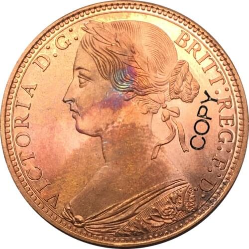Great Britain Victoria 1879 One Penny Red Copper Copy Coin