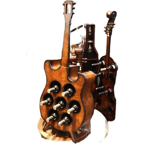 Factory 95 Cm Fiddle Guitar Multifunctional Wine Cabinet Can Hold 7 Bottles 2 Wine Glasses Creative Wine Rack