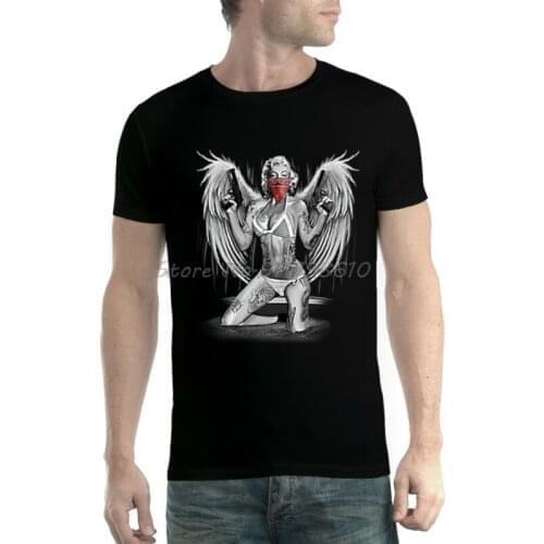 Marilyn Monroe Angel Guns Mask Men T-shirt Men Cotton Tees Streetwear Harajuku