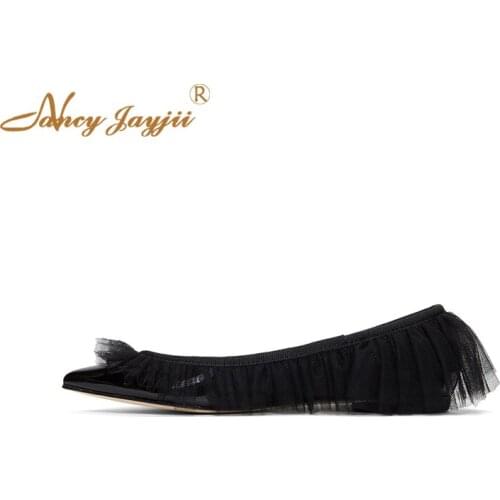 Fringe Black 2019 Ladies Spring Pointed Toe Flats Shoes Work Shoes Woman Leisure Concise Solid Slip-on Ruffles Dress Fashion