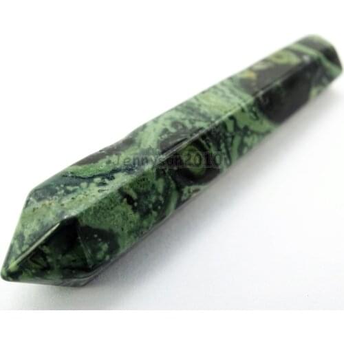 Natural Rhyolite Gems Gems Stones Long Hexagonal Pointed Reiki Chakra Raw Wand Pendant Healing Necklace Jewelry 10Pcs/Pack