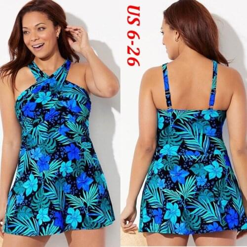 2022 New Plus Size Flower Print Tankini Swimsuits for Women Swimwear Tummy Control Two Piece Bathing Suits