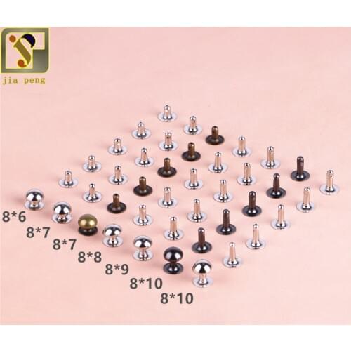 100x Single-sided Cap Rivet of Metal Tubular 8X6 8X7 8X8 8X9 8X10 mushroom Metal Leather Craft Repairs Studs Punk Spike Decor