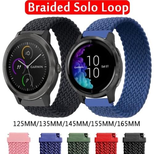 Braided Solo Loop Strap For Garmin Venu Sq /GarminMove 3 Luxe Style/Vivoactive 3 Band Smart Watch Nylon Elastic Wristband Correa