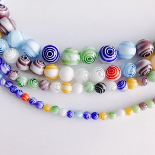 Simple Candy Mixed Color Glass Thousand Flower Beaded Spherical Necklace Bracelet Material Accessories