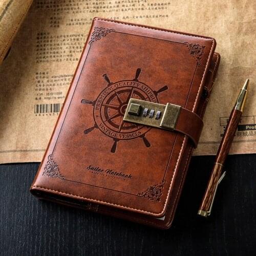 Retro B6 Notebook and Journals Agenda Planner Organizer Password Book PU Leather Sketchbook Travel Notepad Diary with Lock Gifts