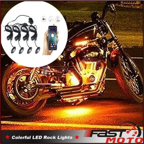 RGB 16 Color LED Rock Lights Control Motorbike DIY Light Universal For Yamaha Honda Kawasaki Harley Electra Glide Road
