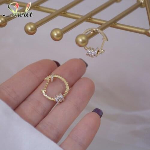Luxury Super Shine CZ Buckle Earrings Circle Delicate AAA Zircon Korean Fashion Jewelry Pendant Accessories High Quality