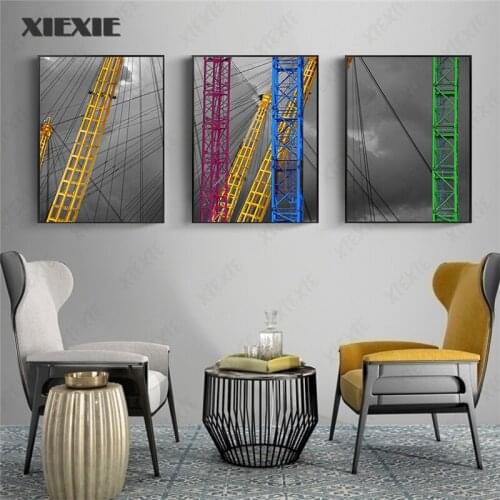 Blue Yellow Green Bridge Scenery Canvas Paintings Poster Print Black and White Wall Art Pictures for Living Room Home Decoration