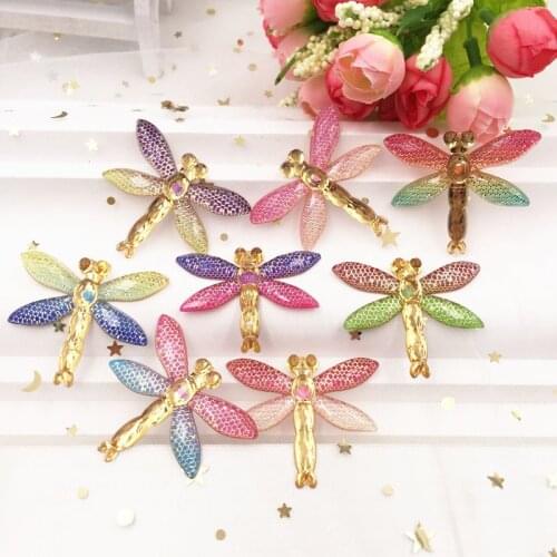 New 16pcs Mix Resin Bling Colorful Big Dragonfly Flatback Rhinestone 1 Hole Ornaments DIY Wedding Appliques Craft F771*2