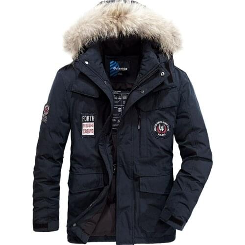 Warm Windbreaker Men Winter Coat Down Jacket Big Size Polyester Hooded Thick OUTWEAR Parka Military Man Clothes