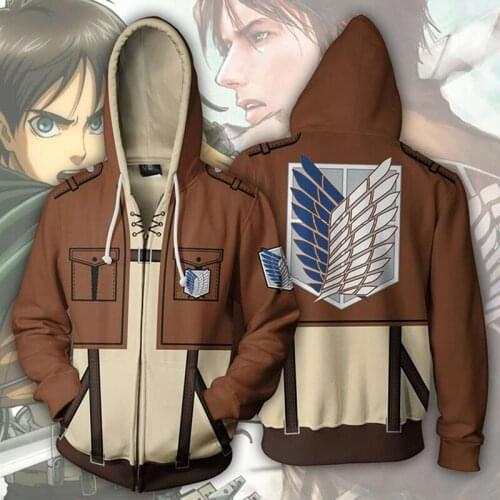 Anime Attack On Titan Hoodie Jacket Shingeki No Kyojin Legion Eren Cosplay Costume Sweatshirts Zipper Hoodies