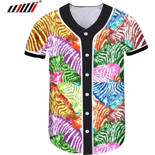 UJWI Man New Button T-shirt 3D Printing Zebra Summer Personality Plus Size 6XL Garment Unisex Sweatshirts
