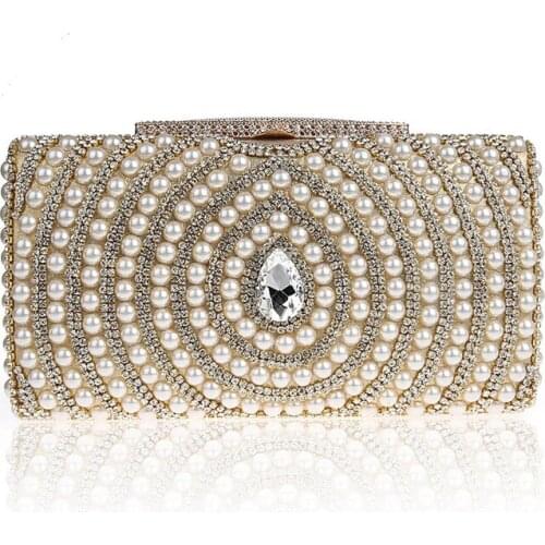 Evening Bags Women Clutch Bags Evening Clutch Bags Wedding Bridal Handbag Pearl Beaded Lace Rose Fashion Rhinestone Bags WY166