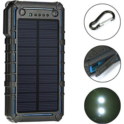 15000mAh Solar Power Bank USB Powerbank Portable External Battery Charger Pack For Xiaomi Mi 3 iPhone PoverBank with Flashlight