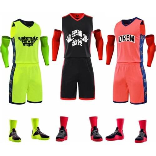High Quality basketball suit men basketball jerseys sets women college basketball clothes breathable basketball sportswear print
