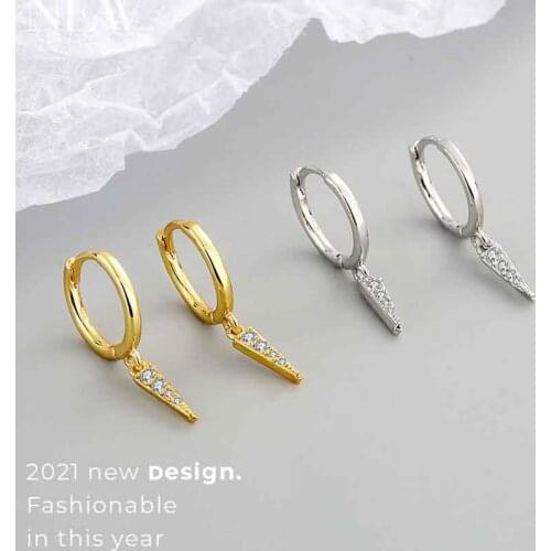 KOFSAC New Creative 925 Sterling Silver Hoop Earrings For Women Fashion Jewelry Small Triangular Earring Lady Party Accessories