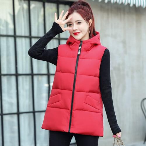 2021 New Large Size Down Cotton Vest Women Autumn And Winter Jacket Thick Warm Hooded Waistcoat Female Outerwear