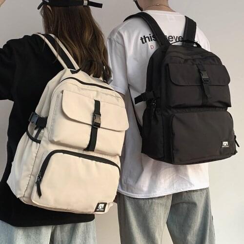Women Buckle Boy Backpack Waterproof Nylon College Men School Bag Girl Cool Kawaii Backpack Student Male Fashion Book Bag Ladies