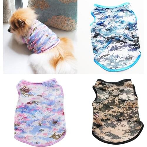 Pets Mesh Camouflage Vest Dogs Breathable Cool T-shirts Thin Army Printed Vest Dogs Cats Vest Cute Puppy Summer Tops Dog Clothes
