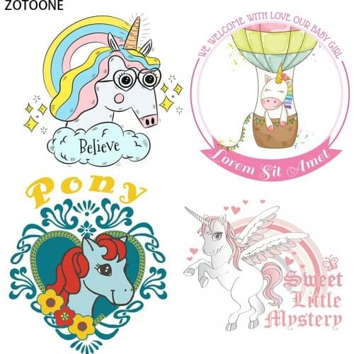 ZOTOONE Cute Unicorn Garment Patch for Body Iron-on Transfer DIY T-shirt Washable Appliqued Colorful Heat Transfers for Clothing