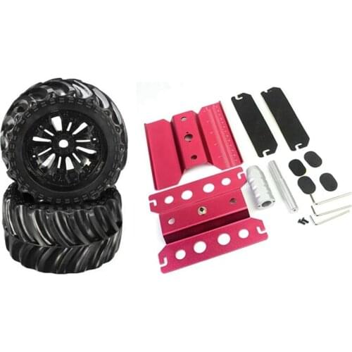 1Set Metal Aluminum RC Car Workstation Work Stand & 2X Bigfoot Wheel Tire Tyre EA1020 For JLB Racing CHEETAH 1/10