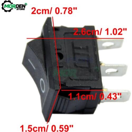 10Pcs KCD1-101 ON/OFF 2Pin/3Pin SPDT Round Boat Rocker Switch 6A/250V 10A/125V ON-OFF Switch