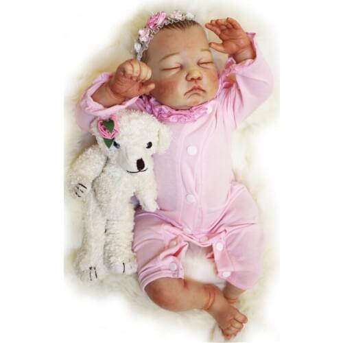 100% handmade Soft Silicone Reborn Baby Doll Toy For Girl Exquisite Sleeping Newborn babies bebe reborn dolls gift